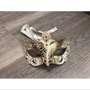 Gold and White Masquerade Mask